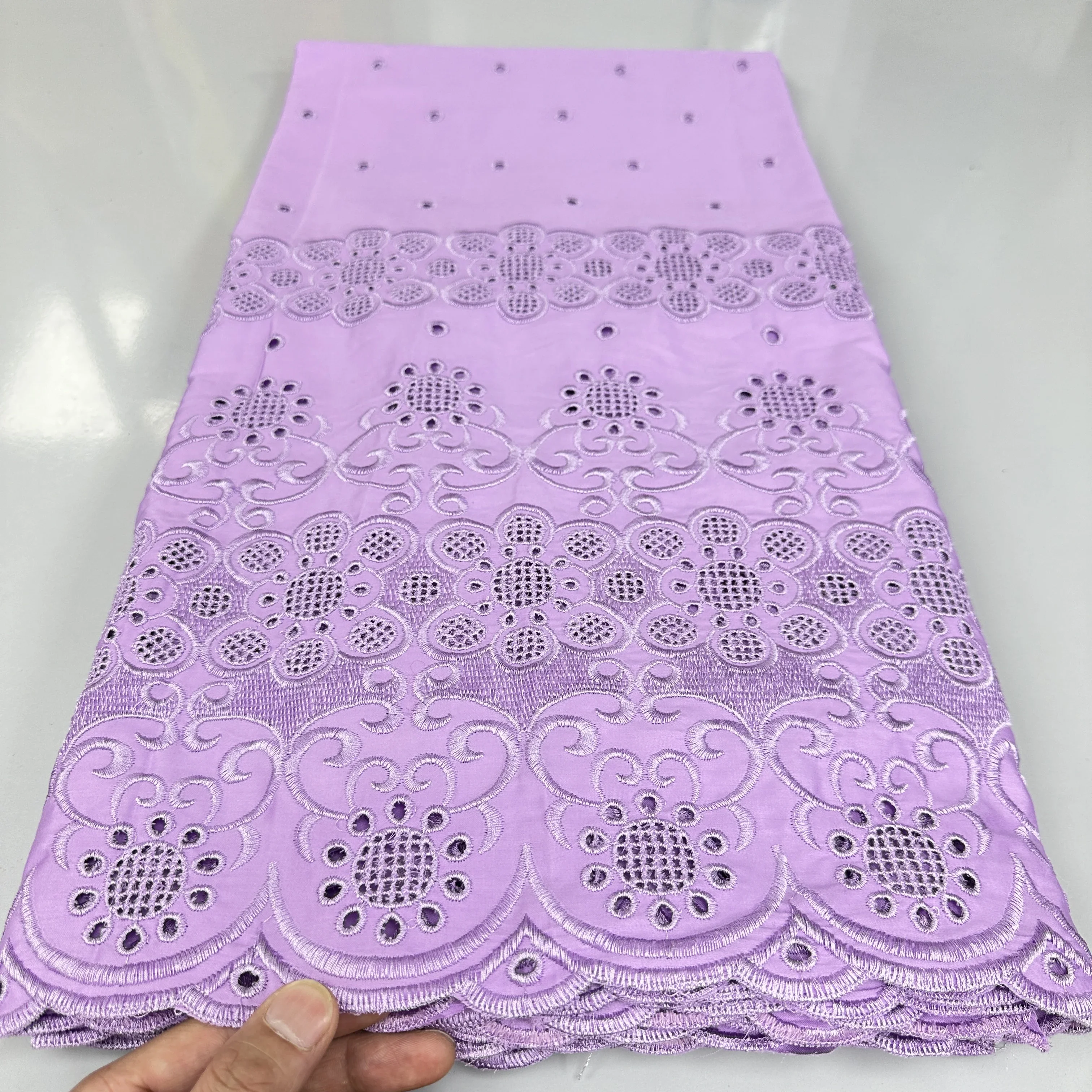 Fashion African Tribute Silk 100% Cotton Lace Fabric New Style Polish Lace Fabric Nigerian Fabrics For Women Party Sew