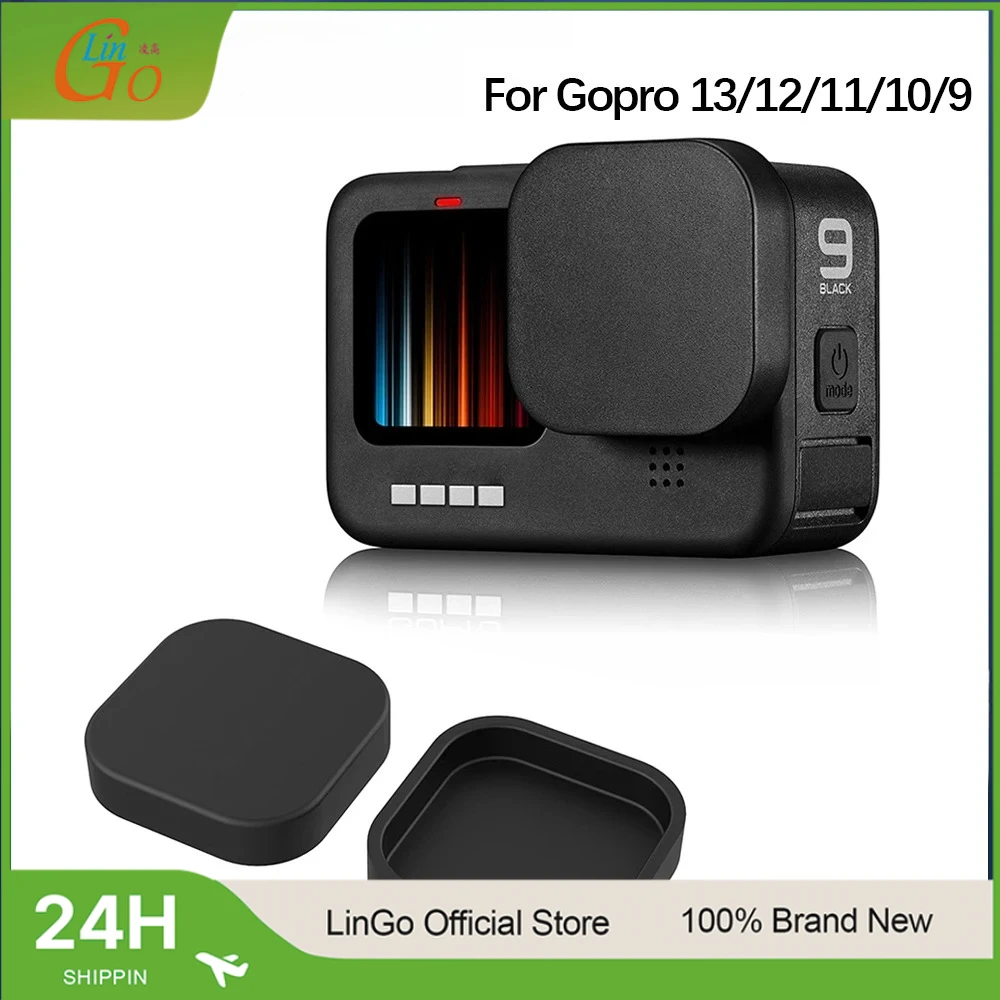 Tapa de lente LinGoSilicone para GoPro Hero 13, 12, 11, 10, 9, cubierta protectora de lente negra anticaída y resistente al polvo para cámara GoPro Hero 9