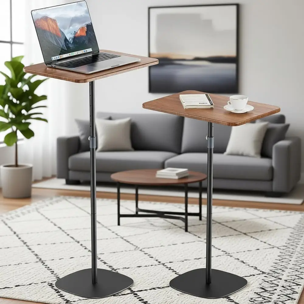 

Регулируемая по высоте деревянная подставка для ноутбука, 18-48 дюймов, элегантный стол-трибуна для дома, офиса, школы - черный