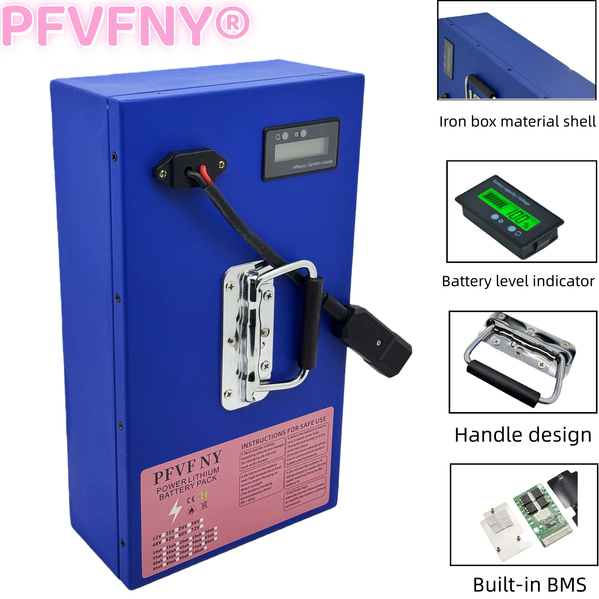 Bateria de lítio PFVFNY 72V 20 - 72V 40Ah Lifepo4 Battery Pack avaliação e preço