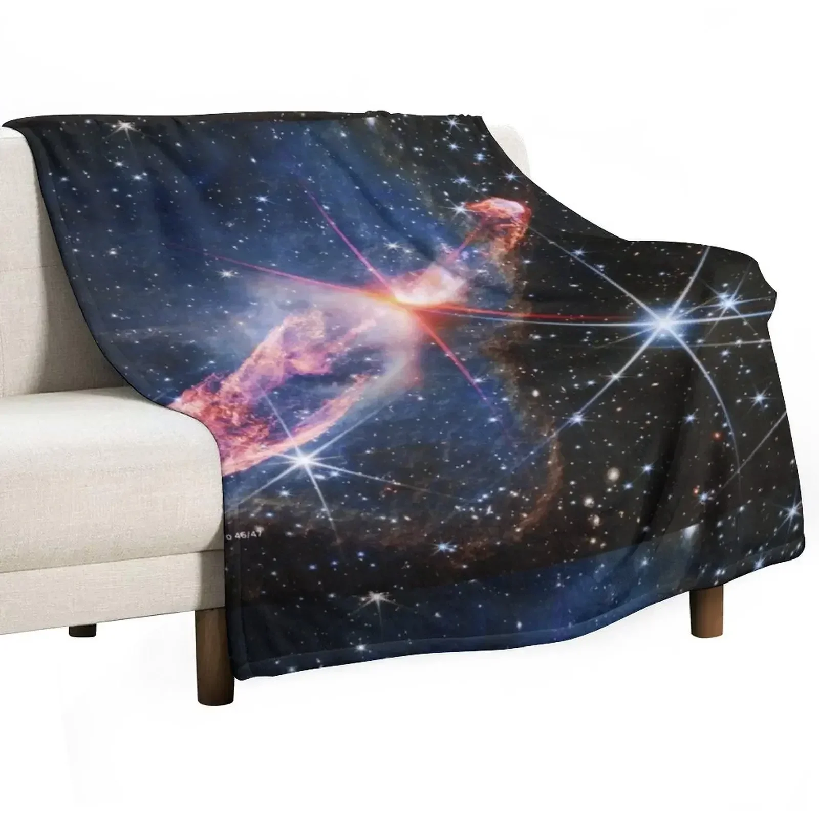 Herbig-Haro 46/47 (James Webb/JWST) — space poster Throw Blanket Flannel Fleece Soft Warm Throw Blanket