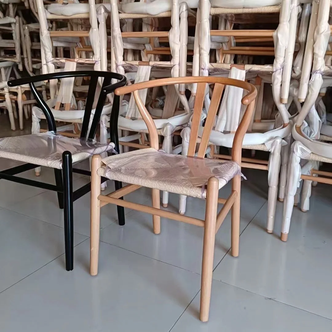 

Wholesale Classic Modern Wooden Rattan Chair Wishbone Solid metal Wood Y Chair Restaurant Dining Chair