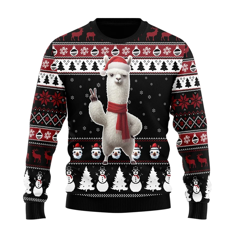 

Winter Clothes for Men Ugly Christmas Sweater For Women Cute Alpaca Girls Tracksuit Holiday Casual Unisex Sweaters Pullovers