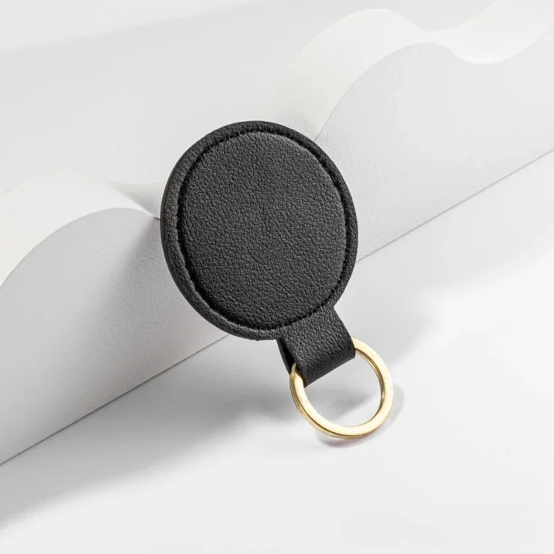 Laser Engrave Logo Round PU Leather Keychain Personalize Name Room Number Car Keyring Bag Pendant Custom Key Chain Holder