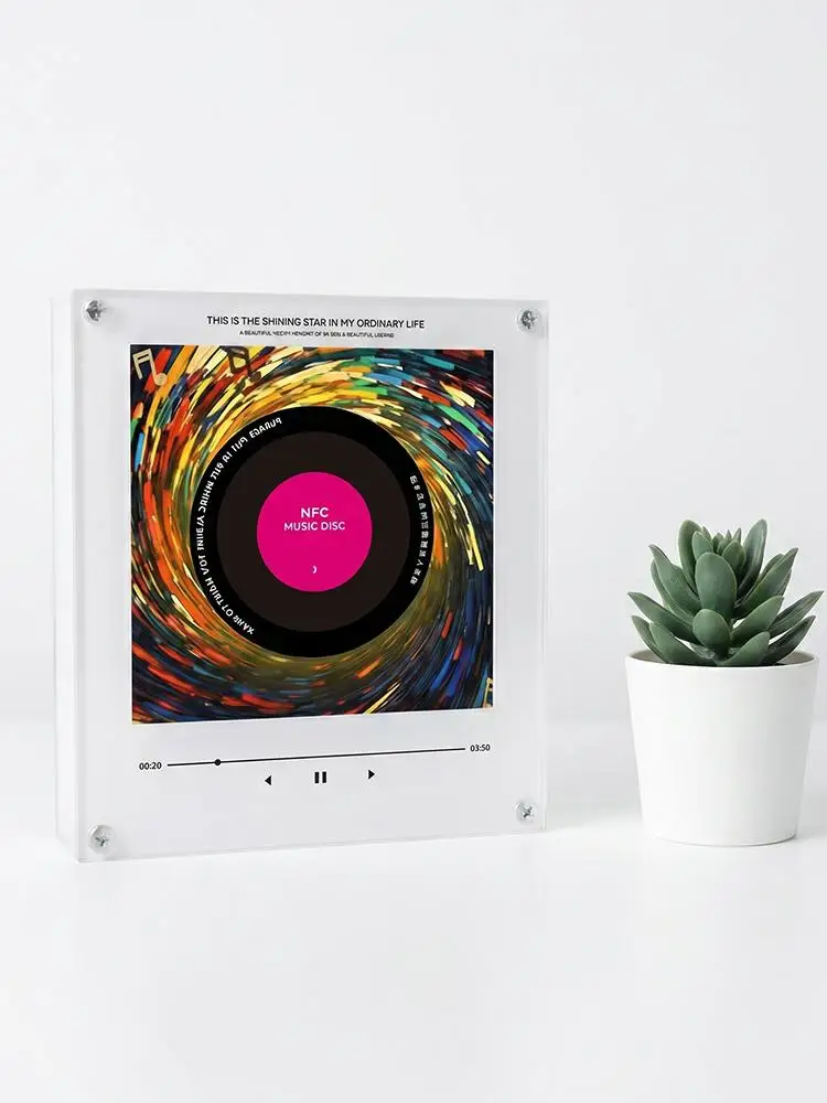 NFC Muzyczna Indukcja Automatyczne Śpiewanie Magnetyczna Naklejka na Lodówkę Akrylowa Kreatywna Audio Odtwarzacz Muzyki Ozdoba Lampka Nocna — 2