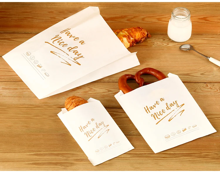 100pcs Kraft Oil Proof Paper Bag for Sandwich Donut Bread Party Wrapping French Fries Hamburger Packaging Bag Eco Friendly view 6