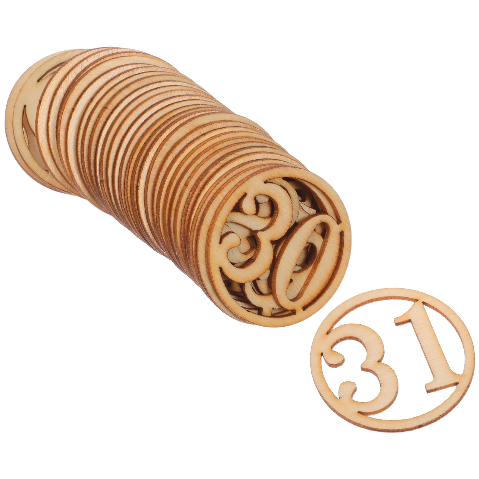 

31Pcs Number Wooden Tags Unfinished Cutouts Paintable for DIY Christmas Halloween Birthday Home Decorations Small Numbers