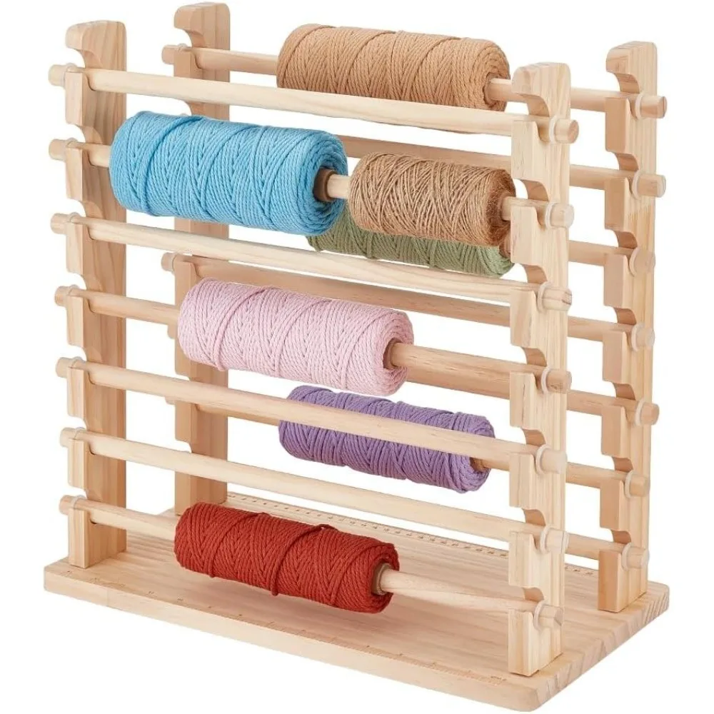 Two-Row Ribbon Holder Organizer Rack Wooden Ribbon Spool Holder Ribbon Organizer for Craft Room Florist Supplies Wrapping Craft