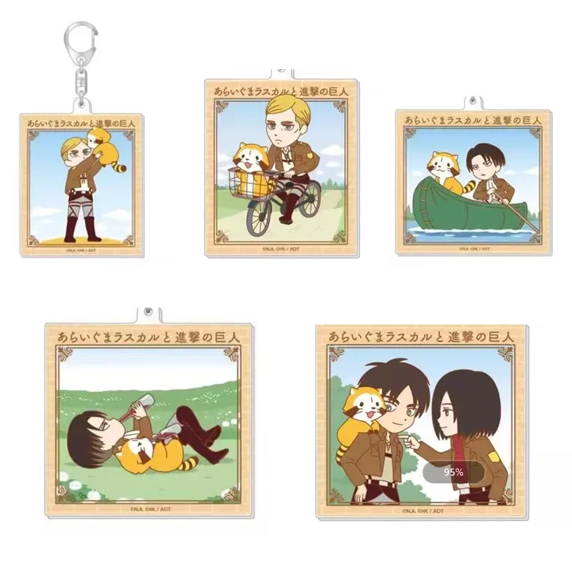 Game Eren Yeager Erwin Smith Levi Ackerman Mikasa Keychain Doll Anime Acrylic Keyring for Gift