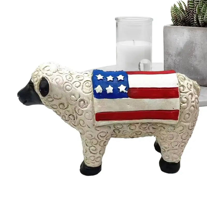 

Independence Day Figurines Resin Animal Shape Farm Statue for Independence Day Patriotic Farm Decor Dressed in National Flag