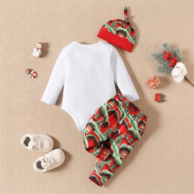 

Toddler Boys 3-Piece Holiday Set with Long Sleeve Shirt Bow Tie and Pants - Festive Outfit with Matching Hat for Infants