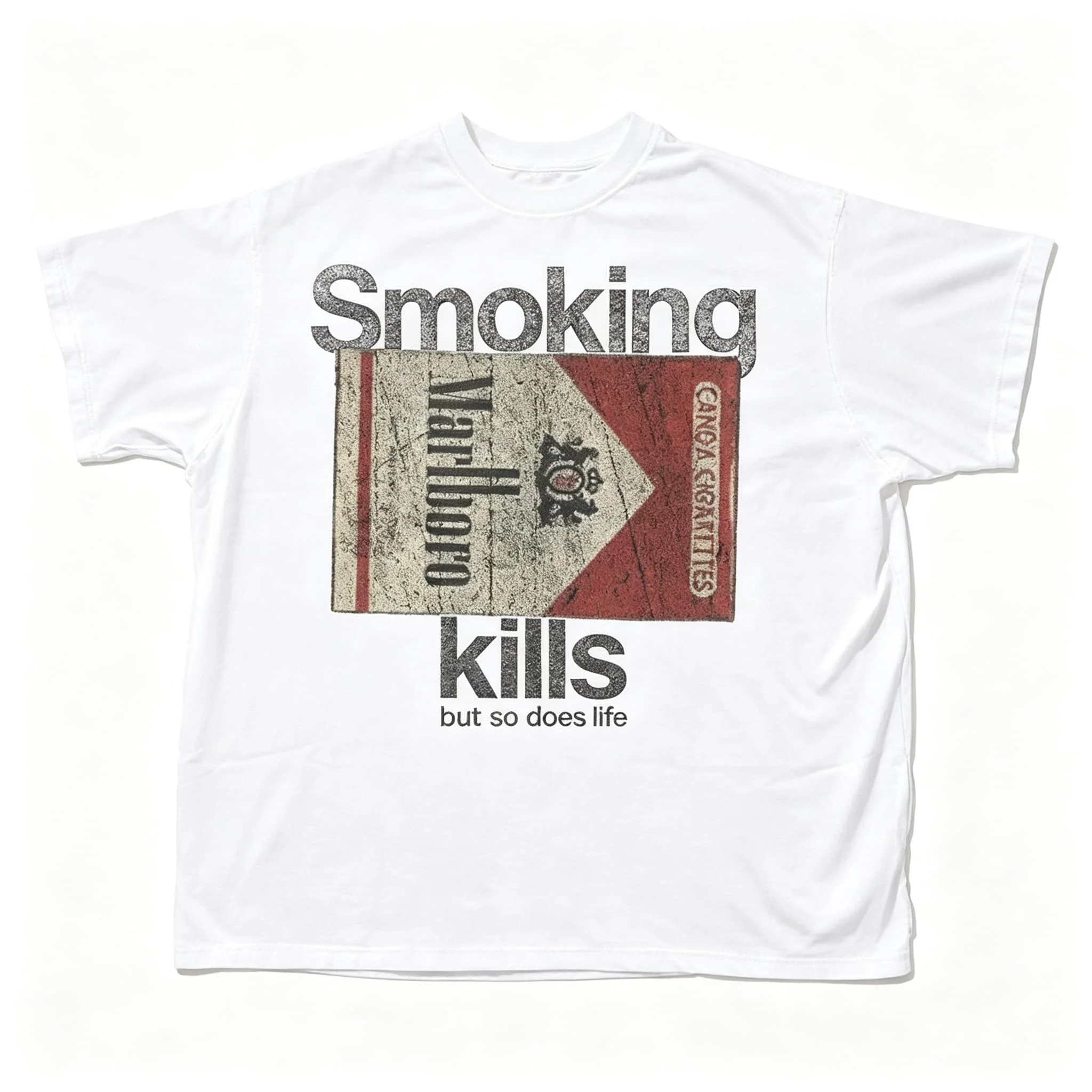 Retro-T-Shirt mit Aufschrift „Räuchern tötet, aber das Leben auch“ – Lässiger, lustiger Stil, Unisex-T-Shirt, Kurzarm, Baumwolle, für Damen und Herren – Detail 8