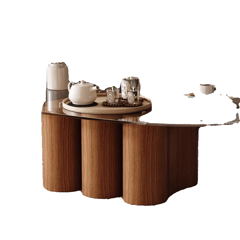 

New medieval transparent glass coffee table living room home modern simple French tea table high sense