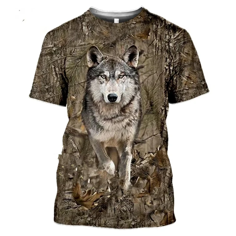 Forest Animal Camo 3D Printing T-shirt Cool Outdoor Men's Hunting Pattern T Shirt Classic Round Neck Summer Loose Tee Shirts