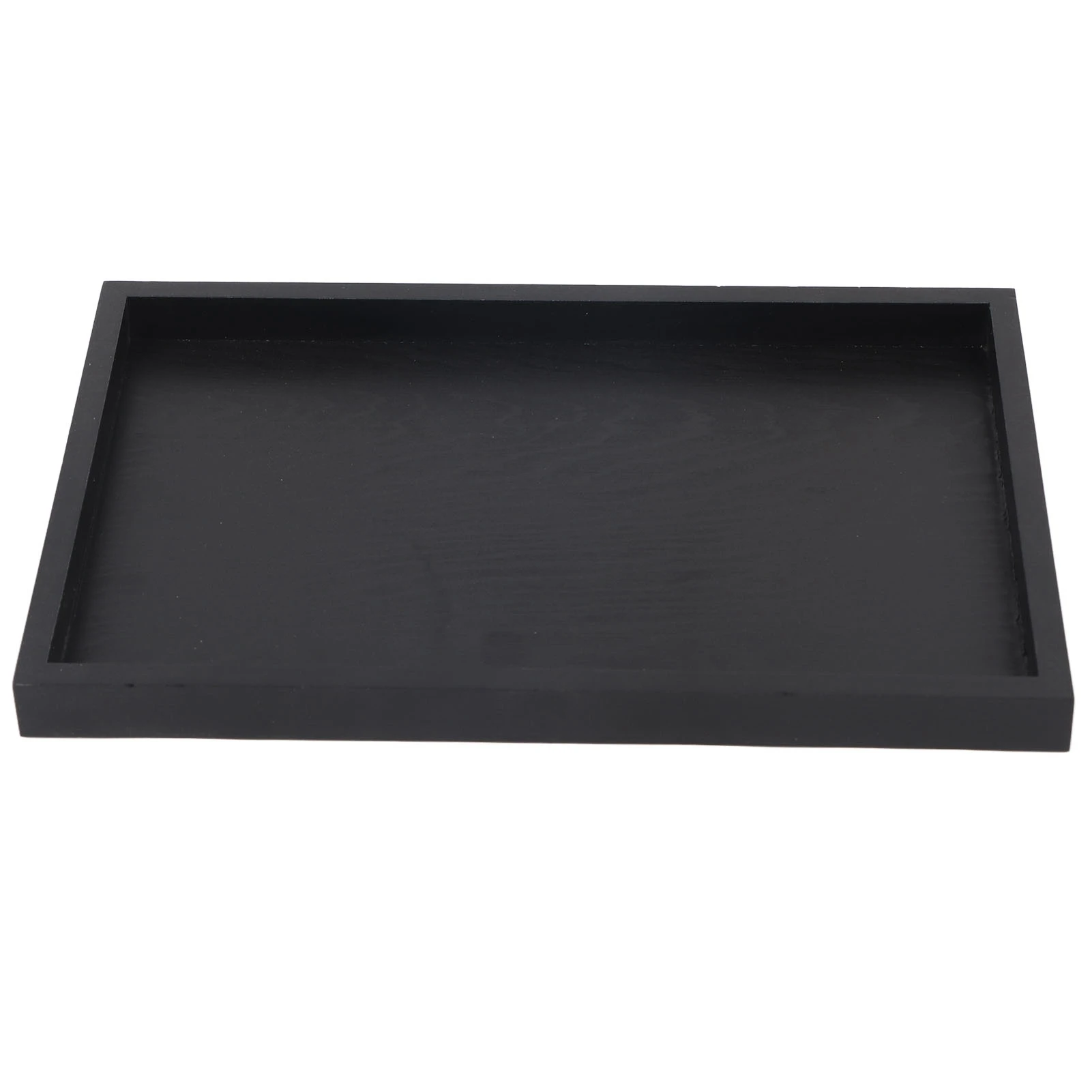 Bandeja de té de madera maciza de forma rectangular, bandeja de servicio de aperitivos de café, bandejas de restaurante, negro