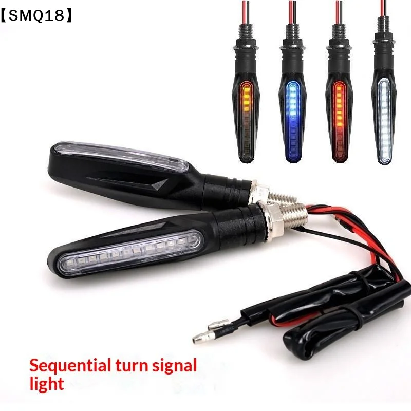 Motorcycle 12V LED Turn Signal Lights Sequential Flowing Waterproof Strip Shape Indicator Blinker Lamp Motorbikes Scooters【SMQ】