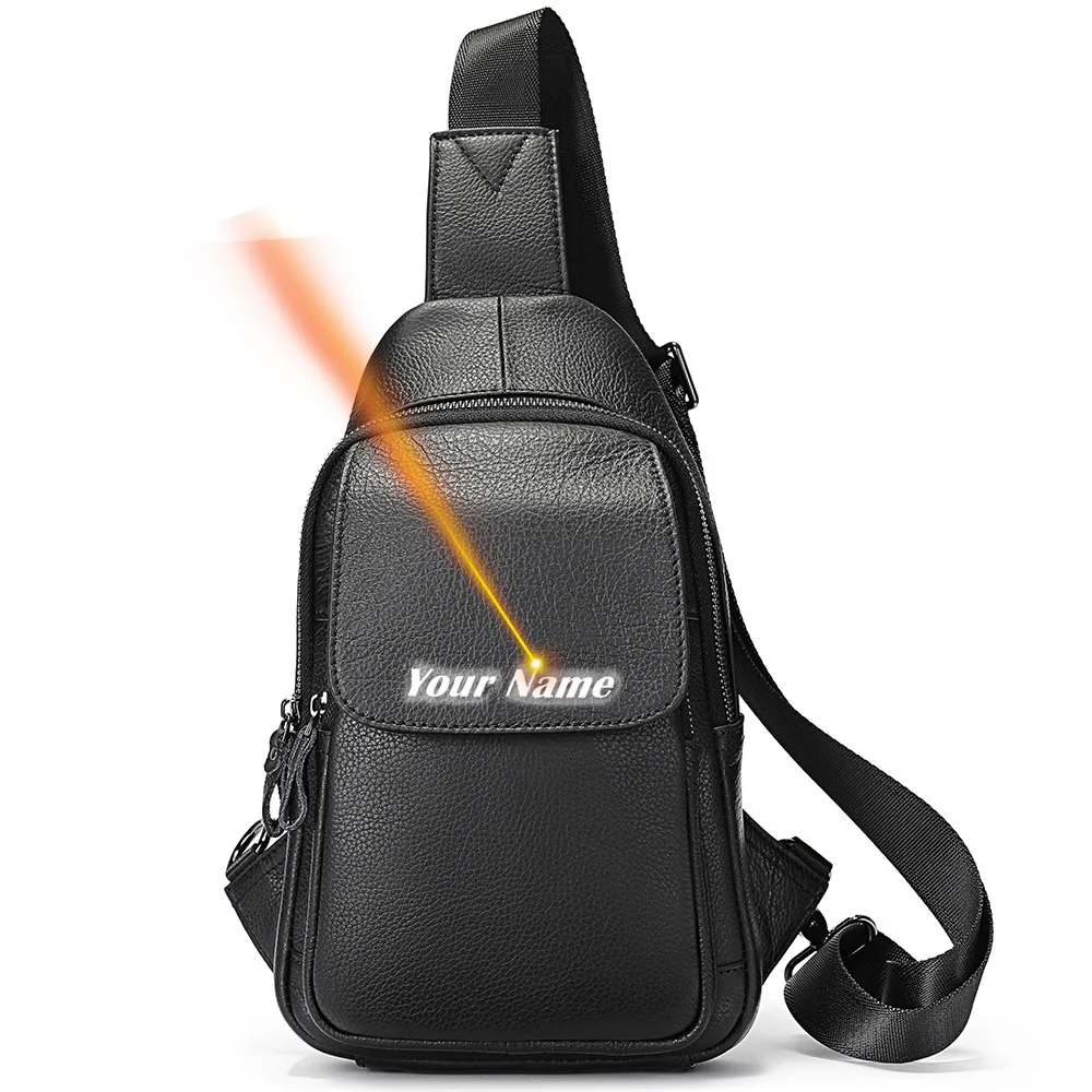 

Genuine Leather Chest Bag Casual Men's Shoulder Vintage Crossbody s For Men Cross s Designer Purse Black