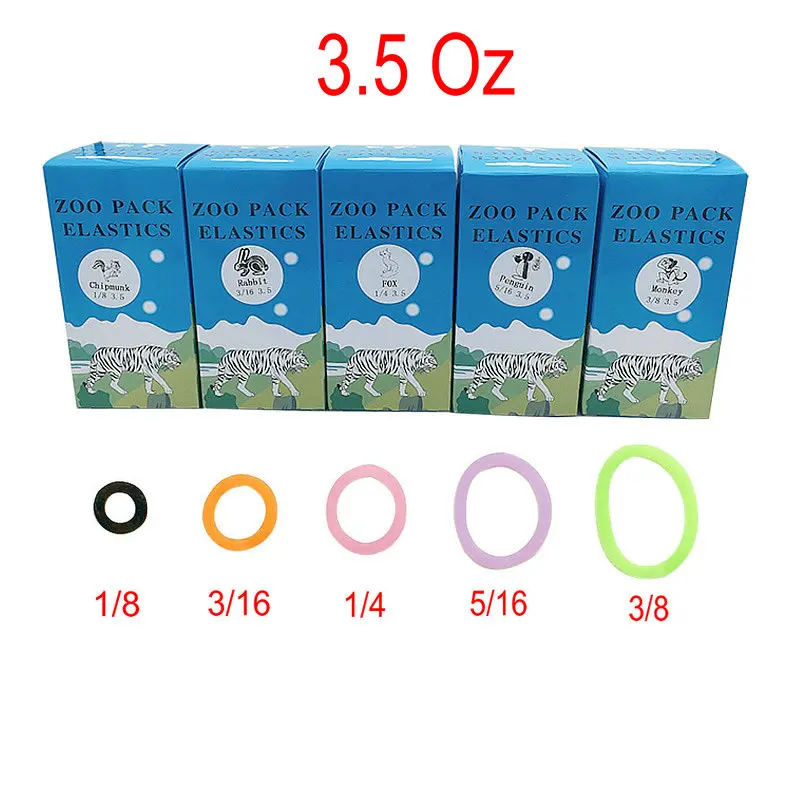 5000pcs/Box Dental Elastics Rubber Bands Zoo Pack Ligature Ties 3.5/ 6.5Oz Orthodontic Materials