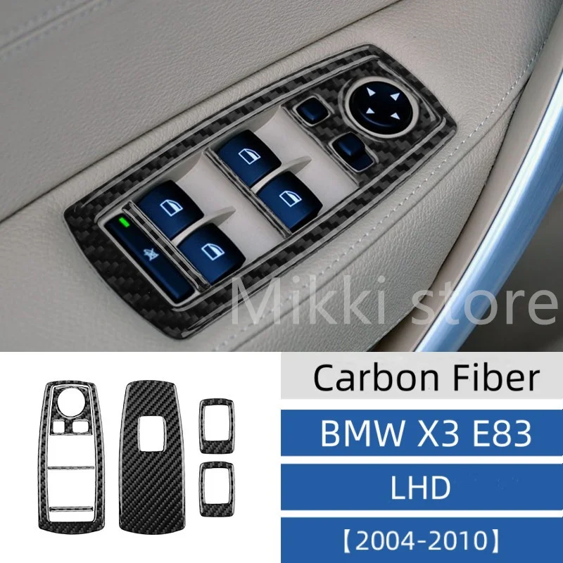 For BMW X3 E83 2006-2010 Carbon Fiber Center Control Gear Panel outlet Back Air Vent Windows Control Panel Sticker Accessories