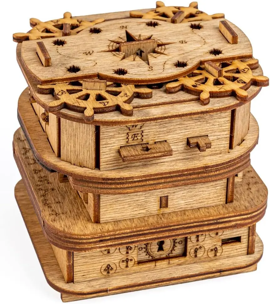 Cluebox – Davy Jones Locker – Escape Room-Spiel – Puzzle-Box – Geschenkbox – 3D-Holzpuzzle für Erwachsene – Holzpuzzle – Denktee