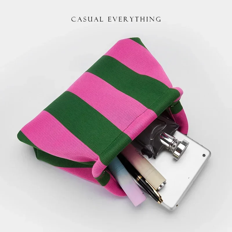 

Beach Clutch Bag for Women Woven Crochet Handbags Purses Knitting Dumpling Clutch Ruched Cute Cloud Casual Colorblock Bag