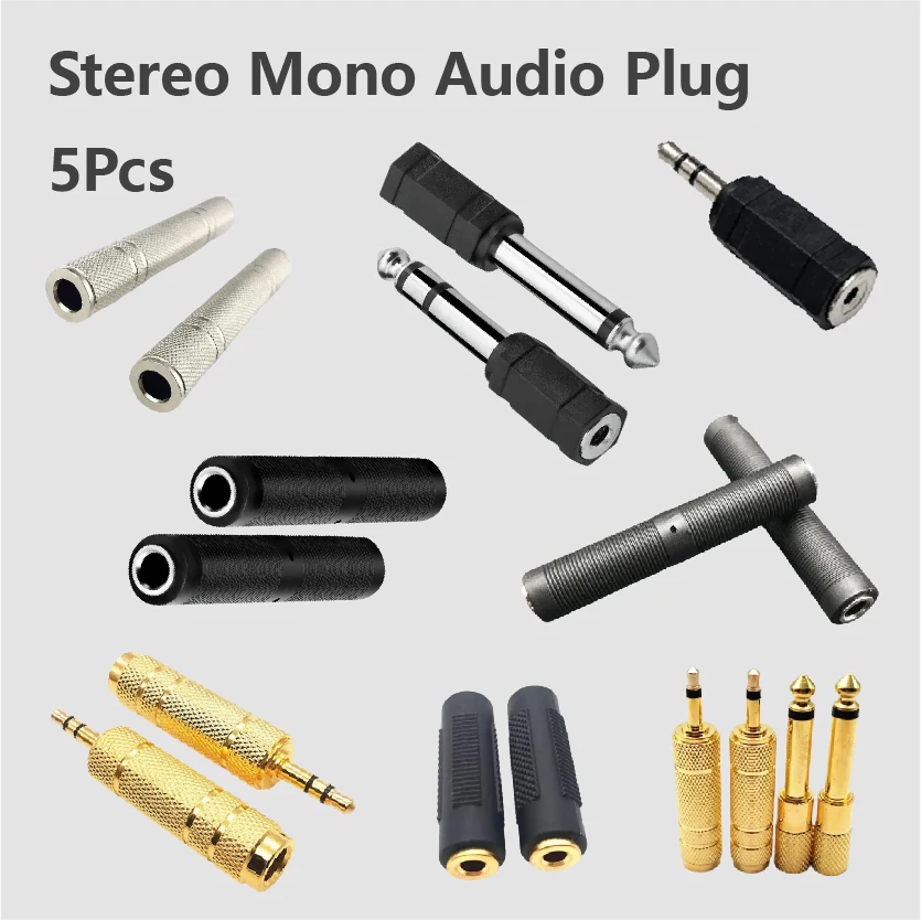 

6.35mm To 3.5mm Audio Adapter Stereo/Mono Male Female Jack Connector for Guitar Headphone Speaker and Studio Equipment