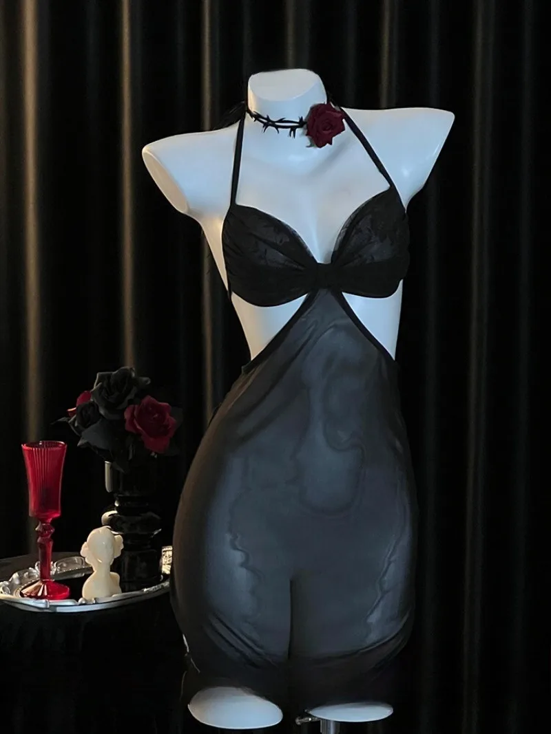 

Chiffon See-Through Strapless Dress,Sexy Backless Ascetic Nightdress for Women,Romantic Date Lingerie,Mature Style Sleepwear