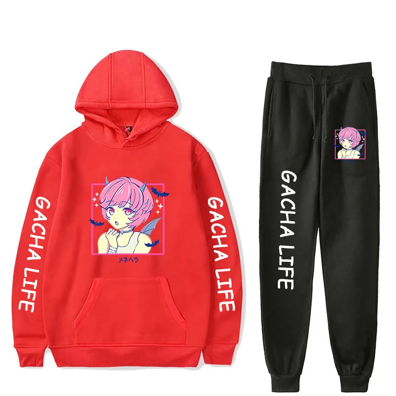 

Harajuku Comfortable Gacha Life Print Sweatshirt Sweatpants Suit Women's Hoodies+ Trousers Suit Boys/Girls 2 Piece Set Clothes