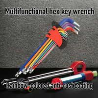 9 Sets Color Key Double-Headed Hex Socket Wrenches Long-Arm Bicycle and Mechanical Repair Tools Professional Mechanical Kit