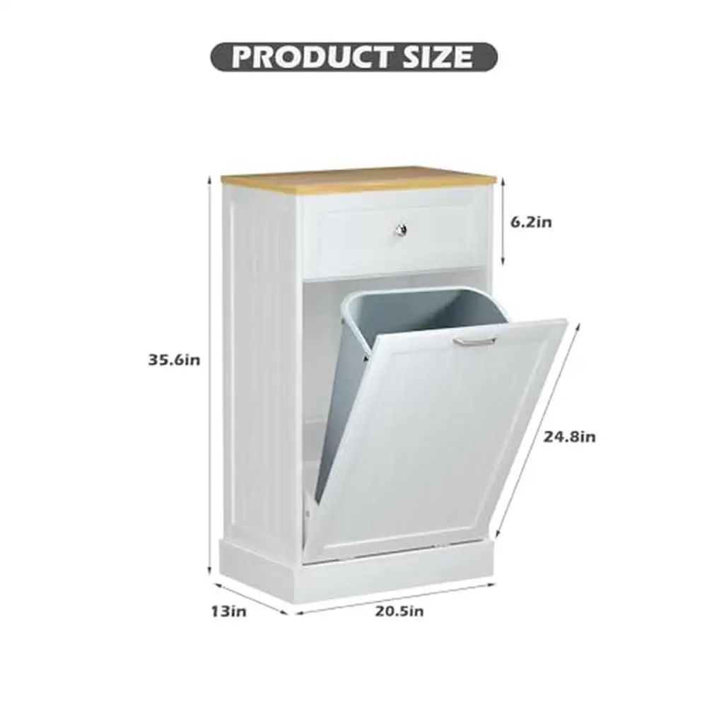 Free Standing Dual Trash Recycling Cabinet Wooden Hideaway Drawer 10 Gallon Kitchen Island Laundry Bin Modern Sturdy Heavy Duty