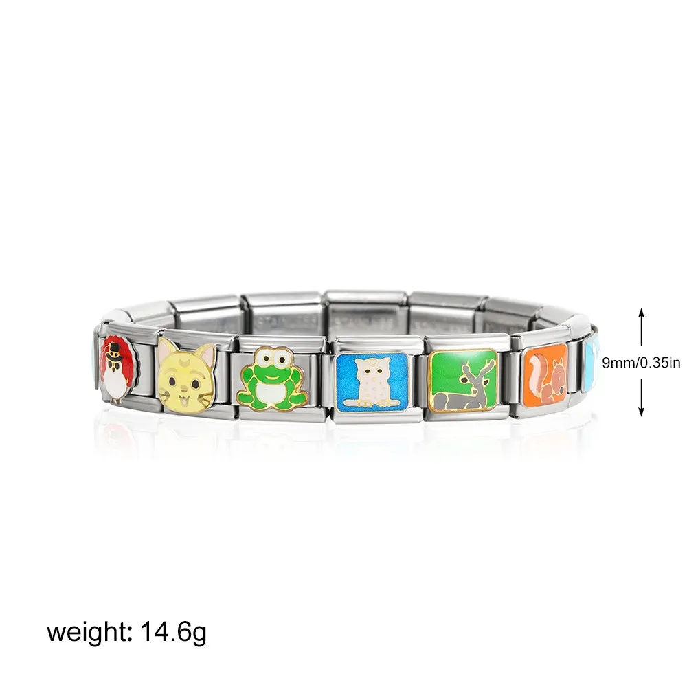 Cartoon Tier Italienisches Charm Armband Neutrale Katze Eichhörnchen Frosch Schildkröte Panda Modulare Link Männer und Frauen Können DIY Schmuck Tragen