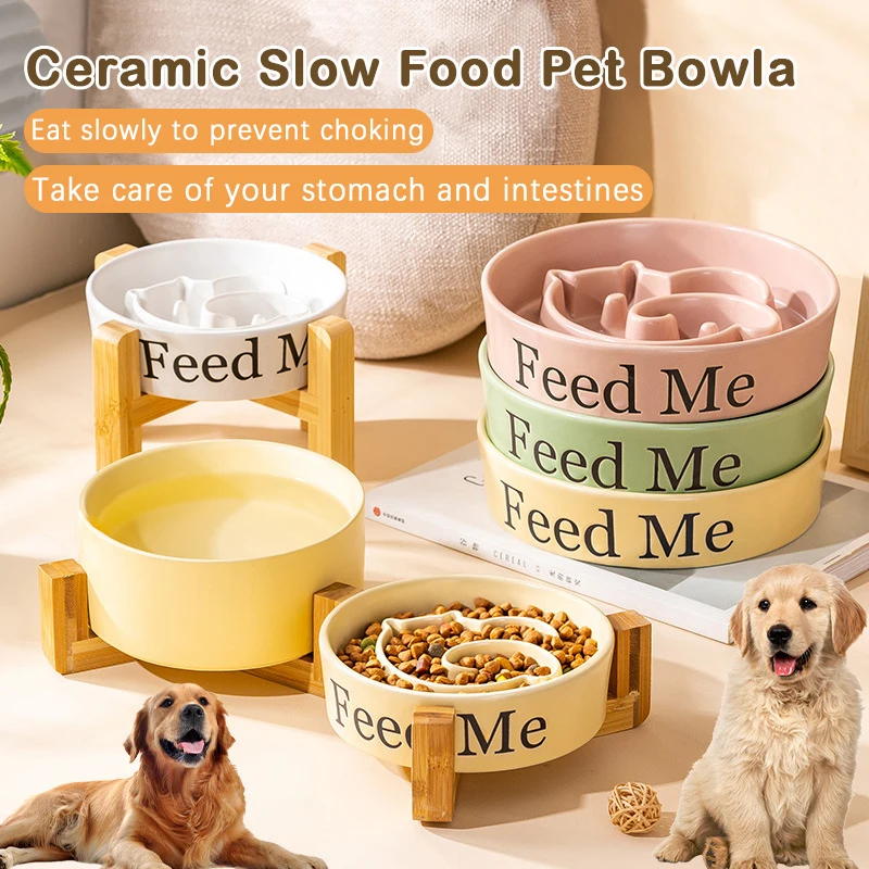 

New dog slow food bowl ceramic anti-choke anti-tip over medium and large dog food bowl tall slow food bowl pet Bowls