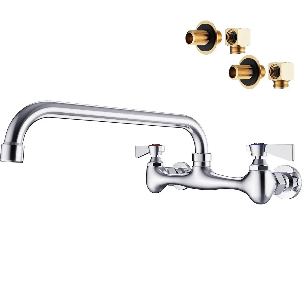 Wall Mount Swivel Spout Brass Utility Sink Faucet Chrome Kitchen Laundry Restaurant Adjustable 12