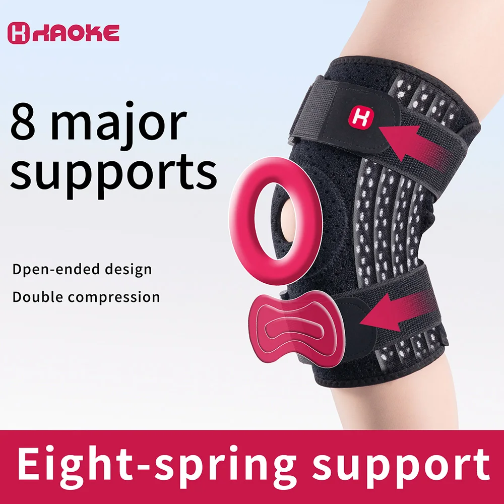 

Sports Knee Brace with Reinforced 8 Spring Support, Open Design and Dual Compression, Provides Knee Stability