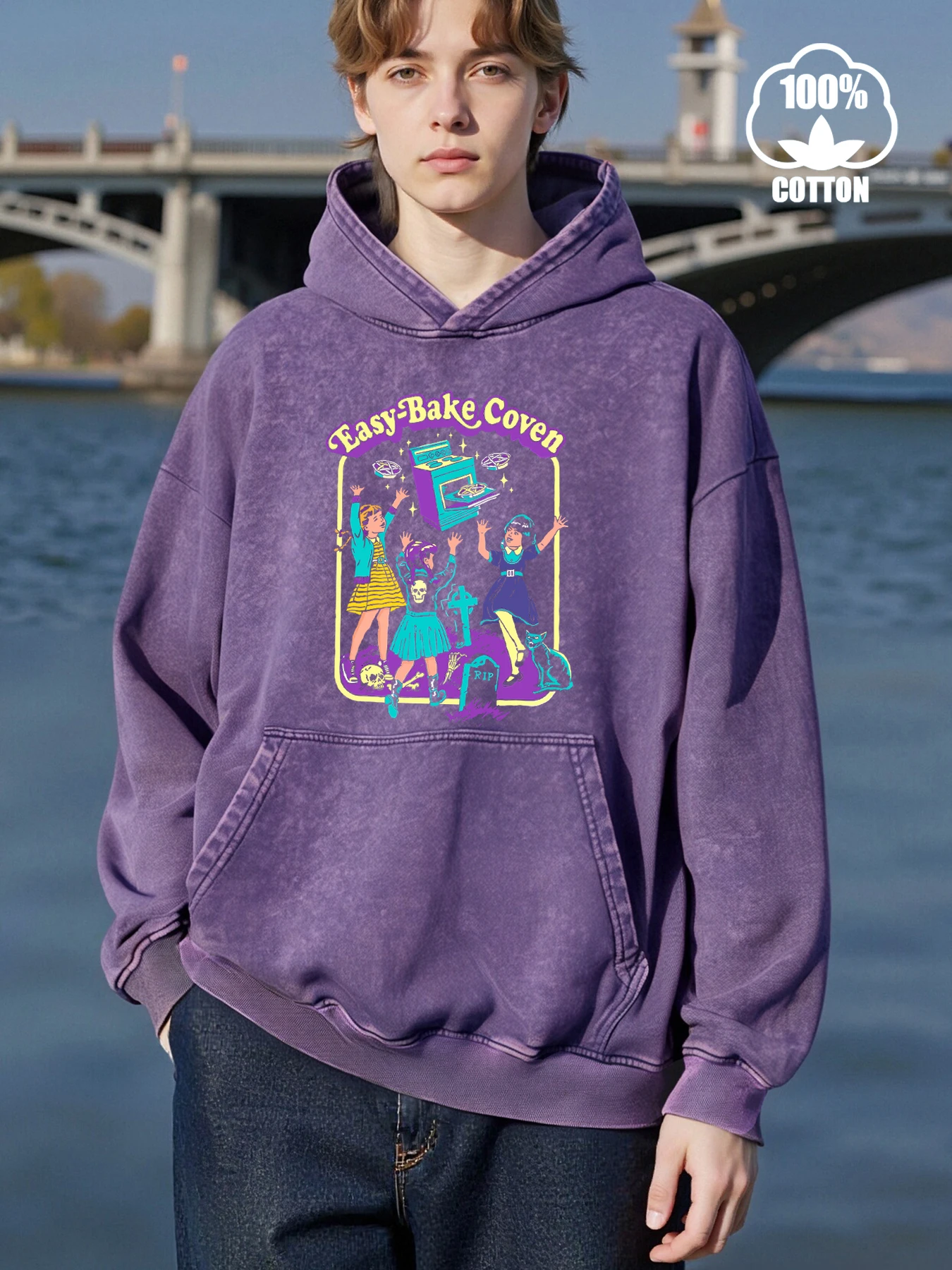 Easy Bake Coven Prints Men Washed Hoody Soft Cotton Hoodies Comfortable Casual Male Streetwear Fashion All-Match Clothes