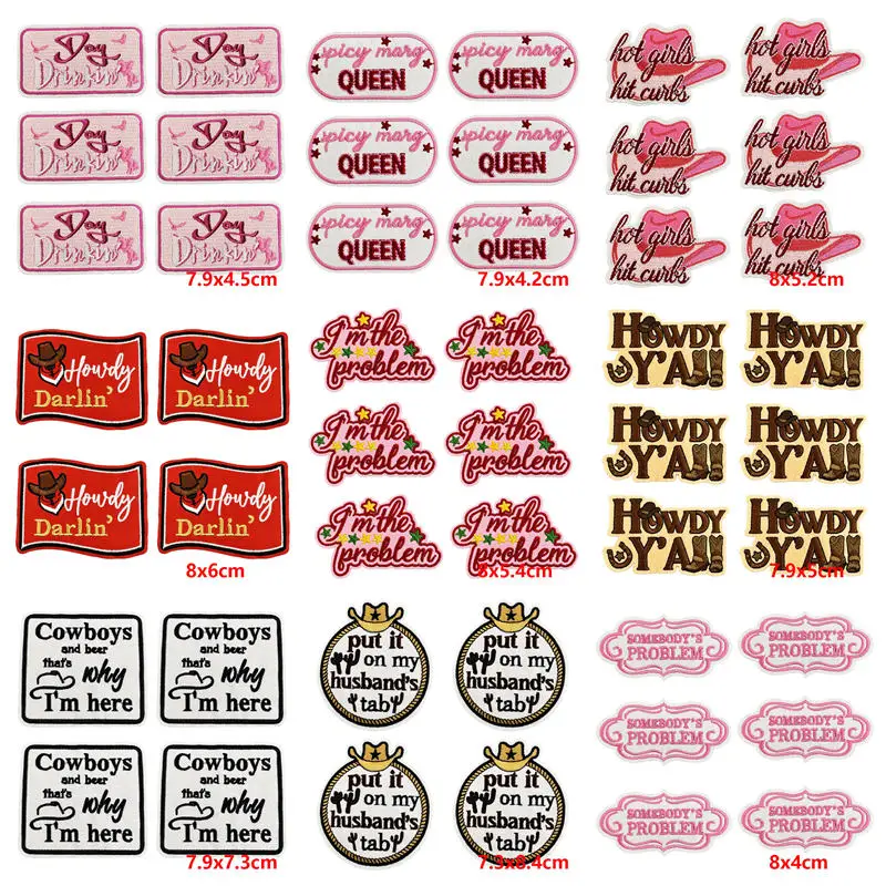 

10 шт., оптовая продажа, нашивка с вышивкой букв Howdy, железные нашивки для одежды, термоклеевые нашивки на одежду, значок со слоганом на куртке