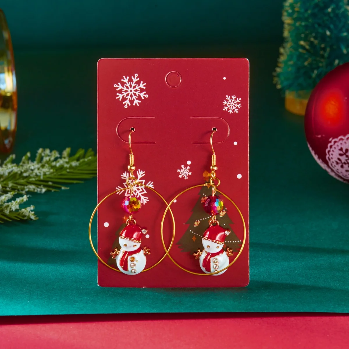 Weihnachten Ohrringe Schneemann Weihnachtsmann Weihnachtsbaum Krücke Kristall Perlen große Creolen Tropfen Ohrring Urlaub Schmuck Geschenk für Frauen Männer