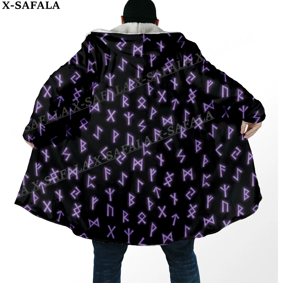 

Viking Tattoo Symbol 3D Print Thick Warm Hooded Cloak Men Overcoat Coat Windproof Fleece Cape Robe Hooded Blanket-13