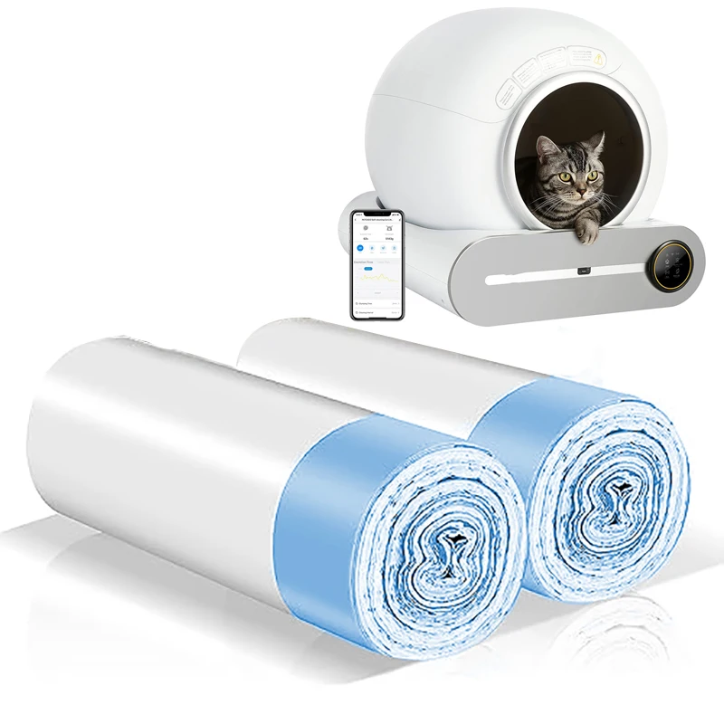 2/5/10 Rolos de Sacos para Dejetos de Animais de Estimação para Caixa de Areia Automática Tonepie, Sacos de Lixo para Dejetos de Gato, Sacos de Resíduos para Sanitário de Gato Autolimpante