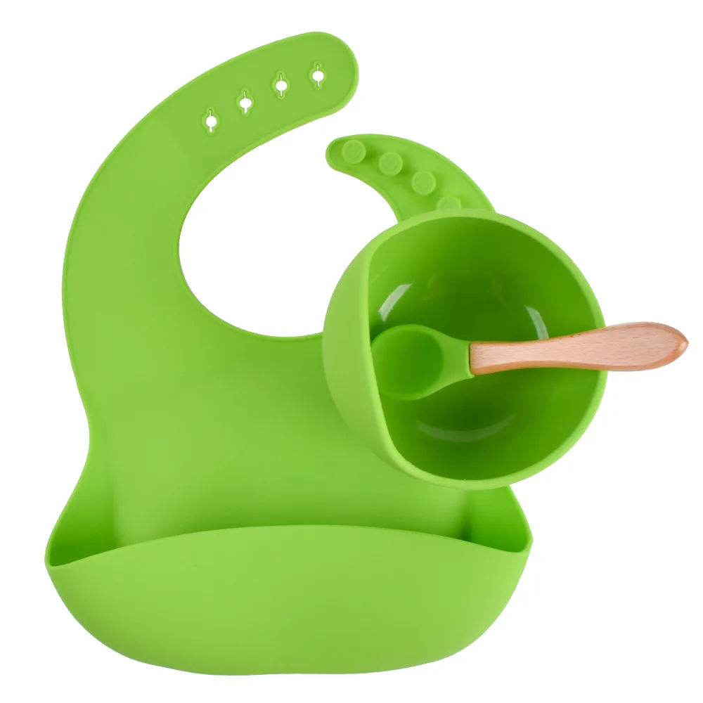 어린이용 실리콘 아기 수유 그릇 식기, 방수 흡입 그릇, 스푼 포함, 어린이 요리, 주방 용품, 3 개/세트