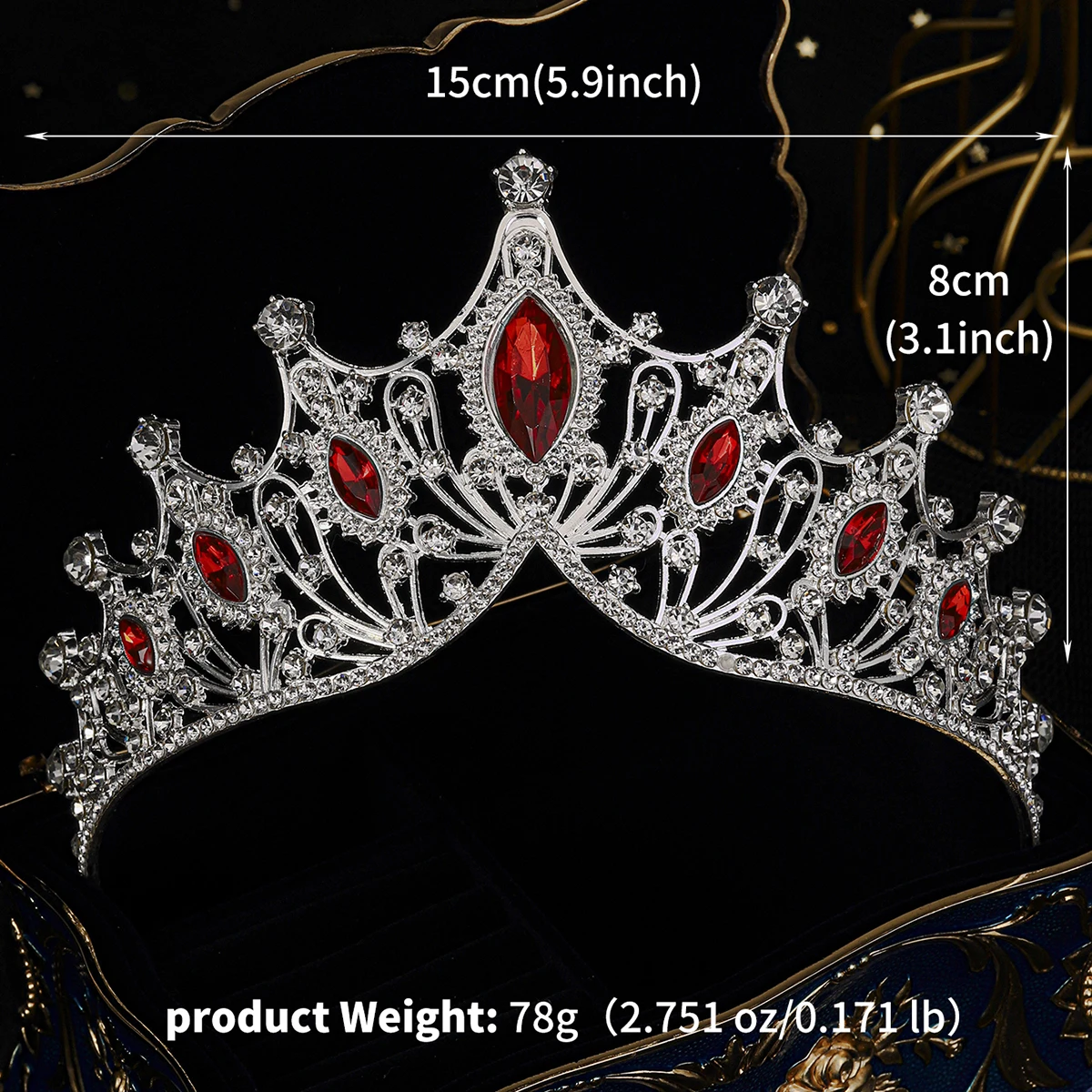 Miallo Wedding Hair Tiara Red Crystal Bridal Tiara Crown Diadem Veil diaras accessori per capelli da sposa copricapo gioielli per la testa