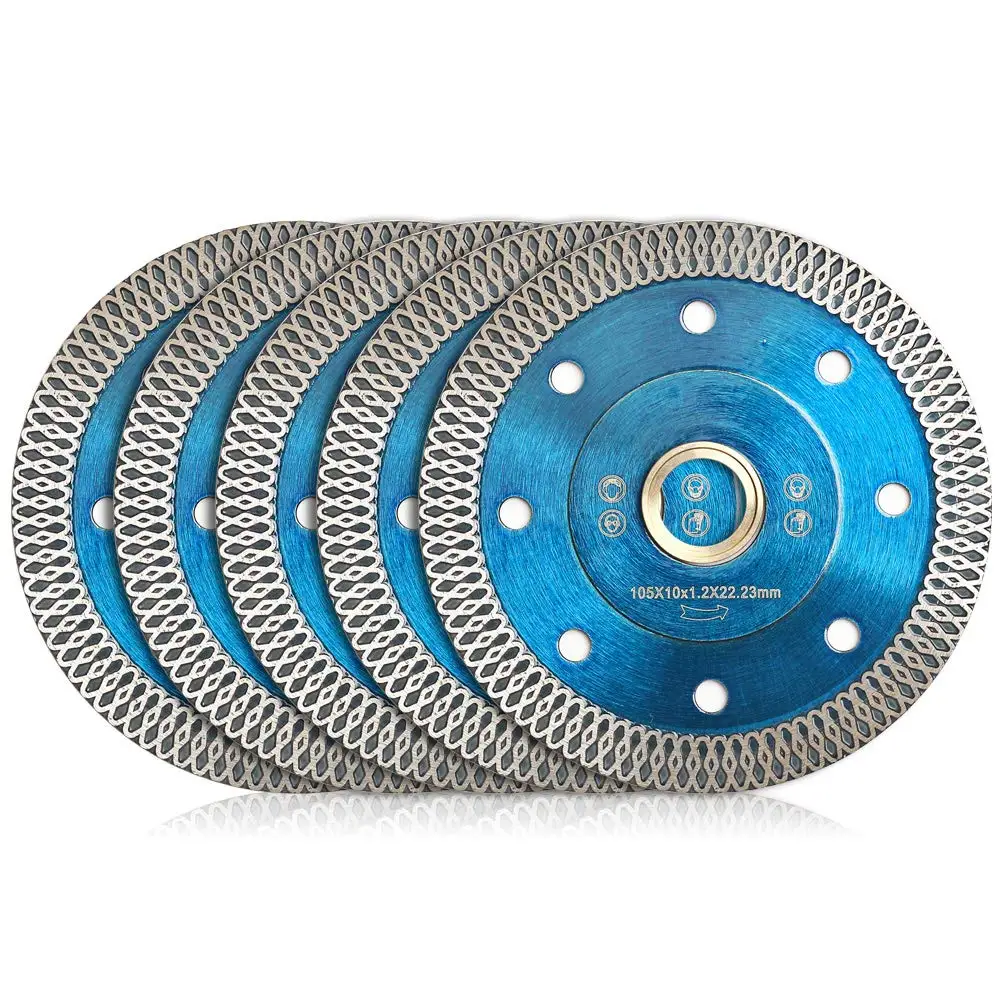 

Набор из 5 ультратонких алмазных пильных дисков 4 дюйма для гранита, мрамора и керамической плитки – для сухой и влажной резки