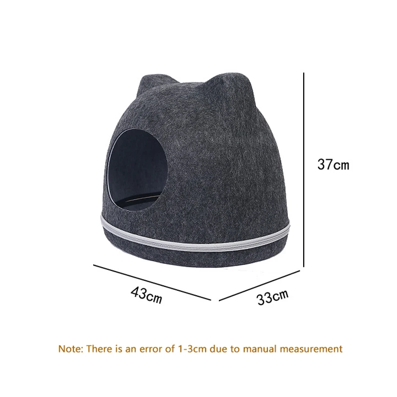 Easy To Remove And Clean Cat Bed Pets House Natural Felt Pet Cat Cave Zipper Design Washable Cave Cats Beds Puppy Cat Supplies