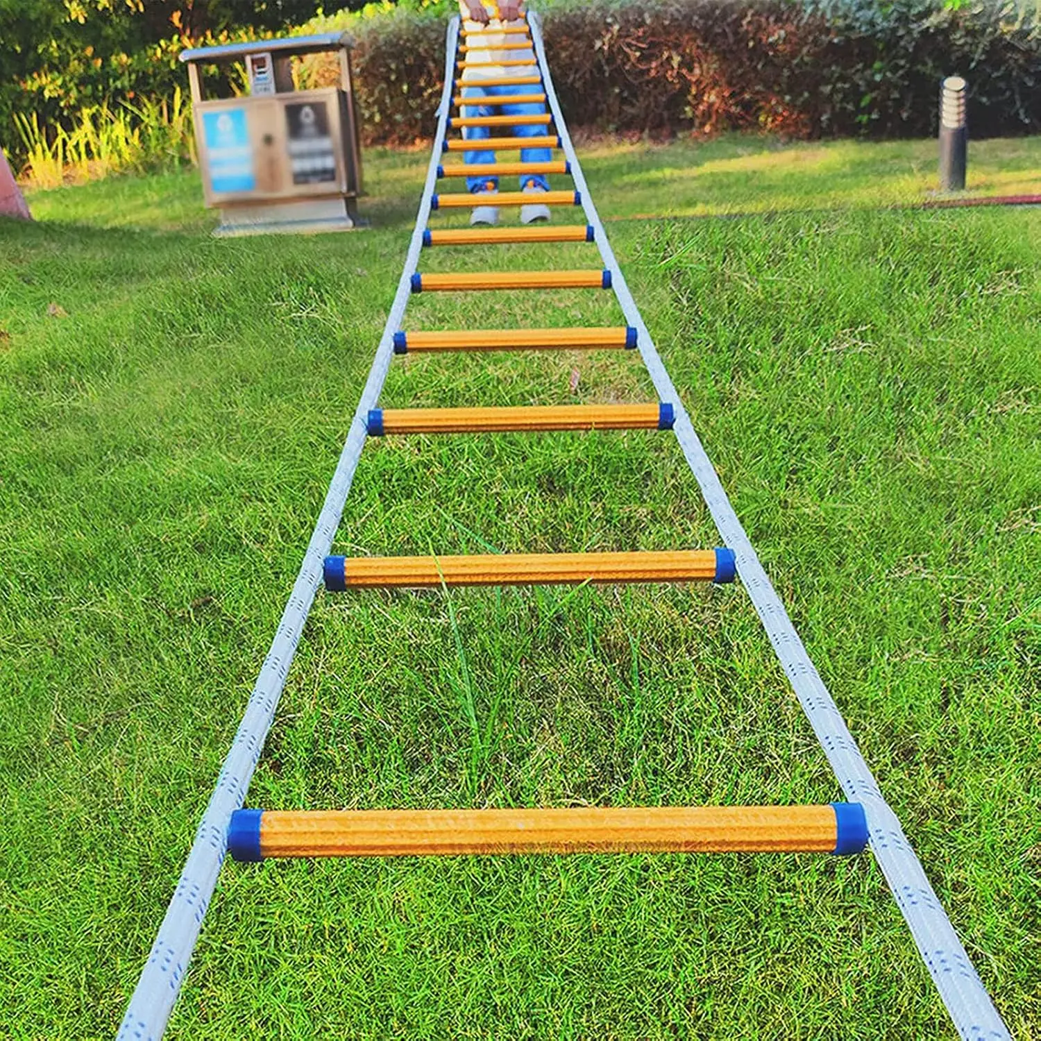 سلم حبل تسلق الصخور شديد التحمل - سلم أمان من راتنج النايلون مع حلقات تسلق ومراسي للتسلق/الإنقاذ في الهواء الطلق (ارتفاع) #5