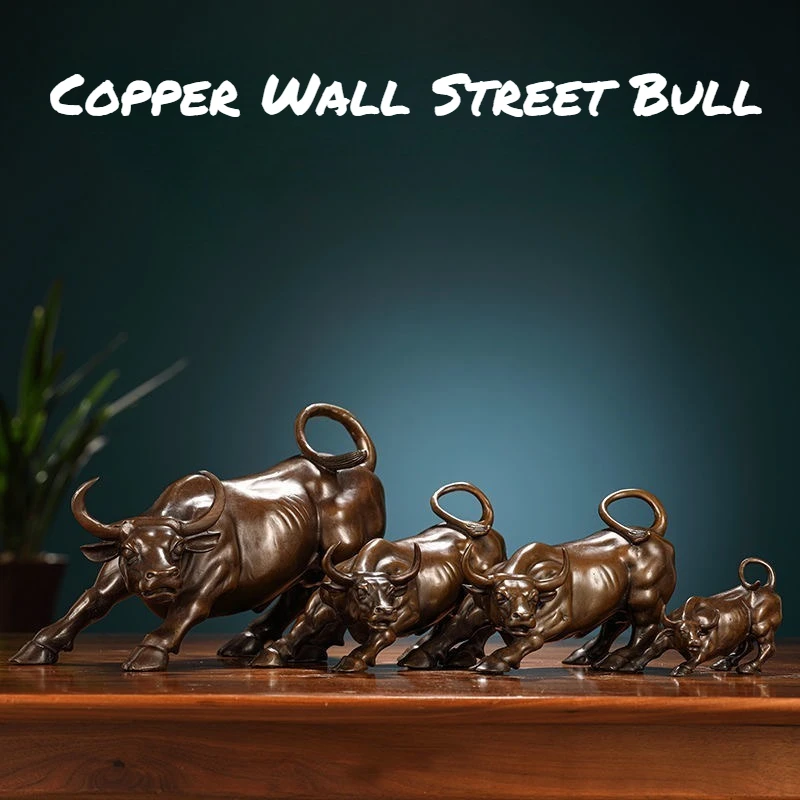 Brass Ornament Wall Street Cattle Purple Copper Fierce Bull Market Stock Cattle Statue Office Decor Exquisite Business Gift