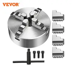 VEVOR Vierbackenfutter 125 mm, 4 Backenfutter 16 x 16 x 14 cm, Gusseisen Drehbankfutter, Vier Backen Spannfutter mit 2 Backensätzen und Hoher Präzision, Drehfutter für Drehmaschine, Schleifmaschine