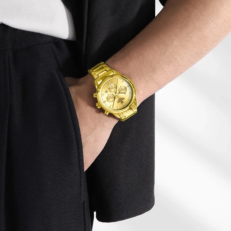 

Новый стиль NAVIFORCE модные часы для мужчин спортивные 30 м водостойкий противоударный ремешок из нержавеющей стали кварцевые мужские наручные часы класса люкс 2025