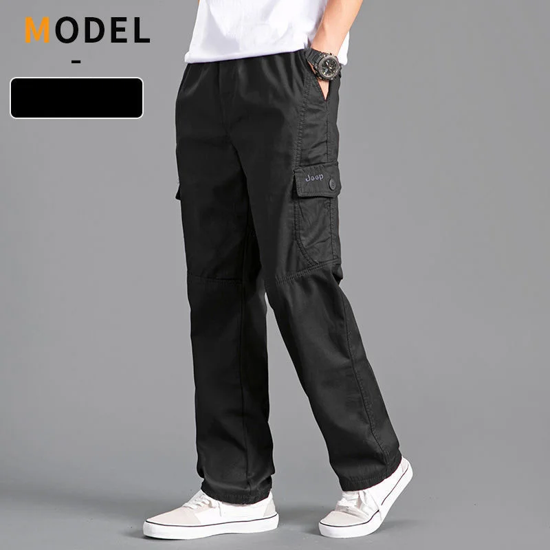 

2023 Multiple Pockets Mens Casual Pants Cotton Spring Autumn Male Loose Straight Overalls Sports Cargo Trousers 6XL WAP29