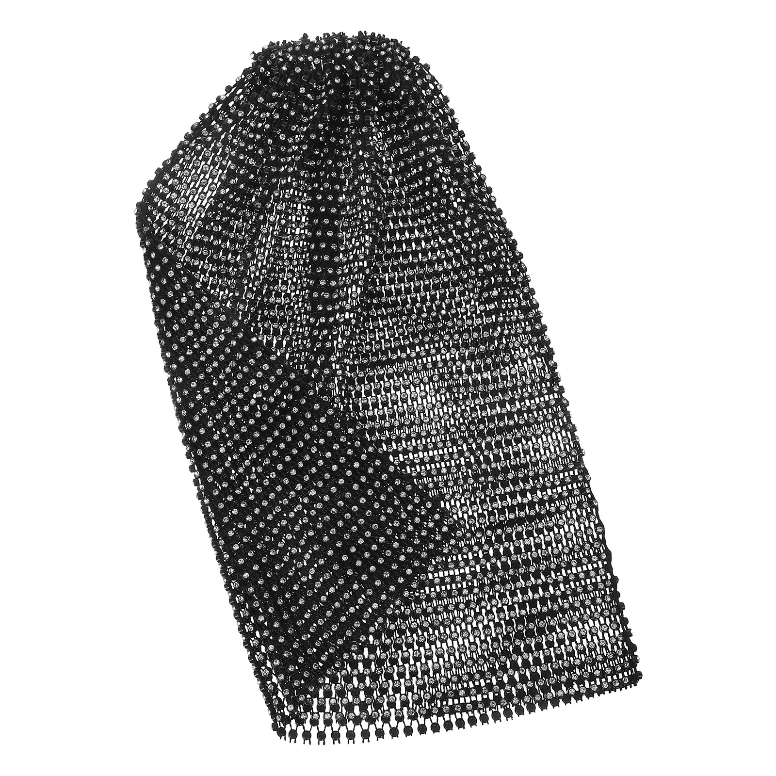 

Elastic Fishnet Rhinestone Headpiece Black Adjustable Mesh Head Wrap For Women Party Festival Rave Turban Disco Hat