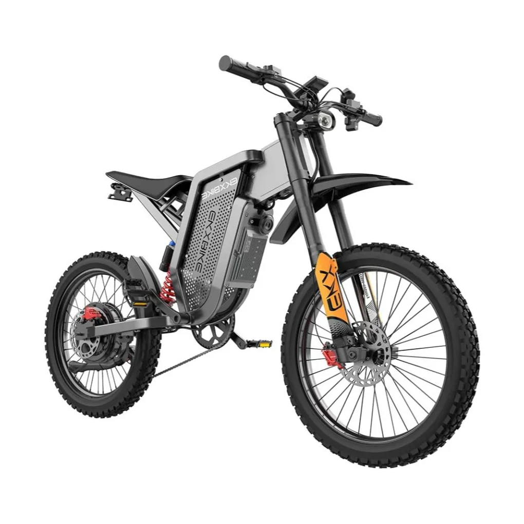

EKXBIKE X21 Max 19-дюймовый электрический велосипед для бездорожья, двойной гидравлический шок, двигатель 3000 Вт, 60 В, 30 Ач, аккумулятор